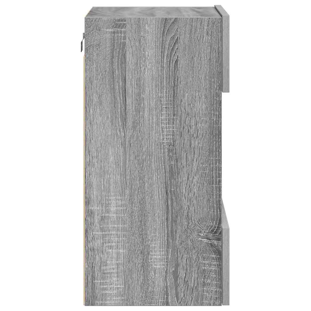 Armários de parede com luzes LED para TV 2 pcs cinzento sonoma