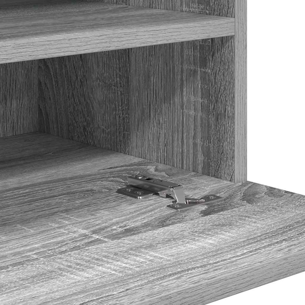 Armários de parede com luzes LED para TV 2 pcs cinzento sonoma