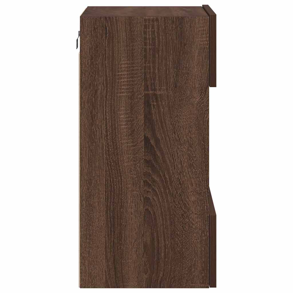 Armários de parede com luzes LED para TV 2 pcs carvalho castanho