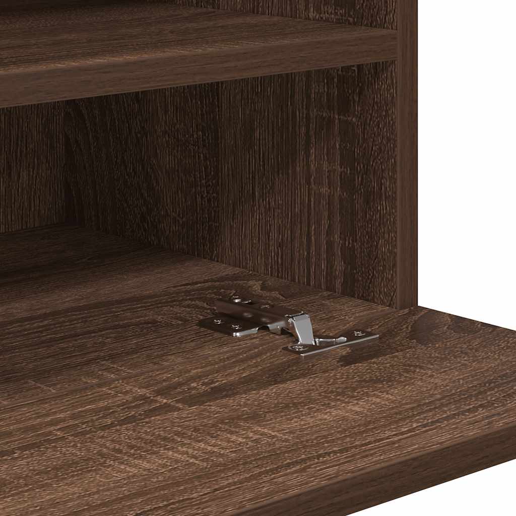 Armários de parede com luzes LED para TV 2 pcs carvalho castanho