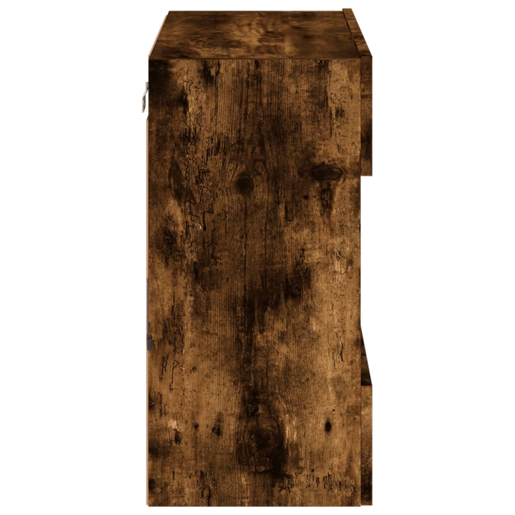 Móvel parede p/ TV c/ luzes LED 58,5x30x60,5 cm carvalho fumado