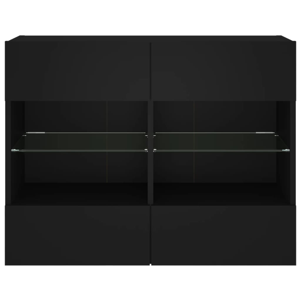 Móvel de parede para TV com luzes LED 78,5x30x60,5 cm preto