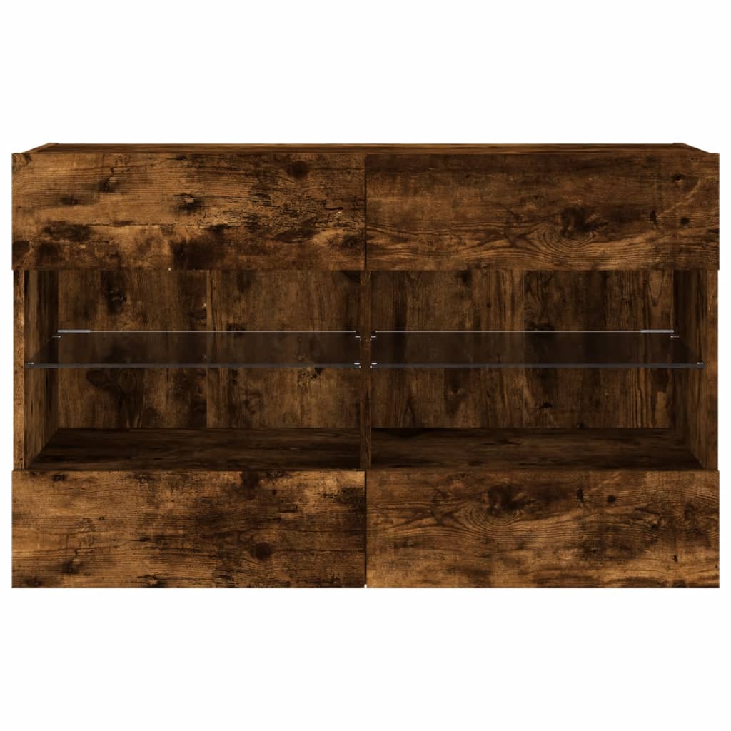 Móvel parede p/ TV c/ luzes LED 98,5x30x60,5 cm carvalho fumado