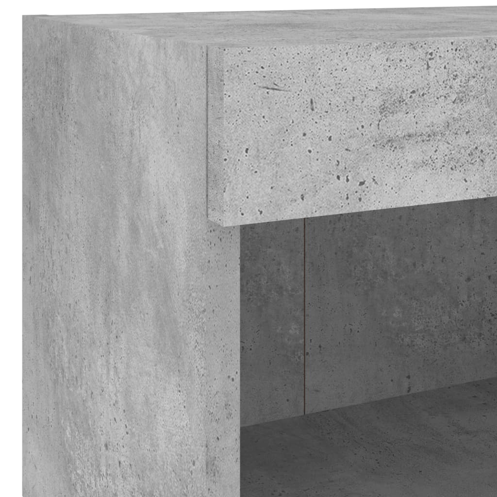 Mesas de cabeceira de parede c/ luzes LED 2pcs cinzento cimento