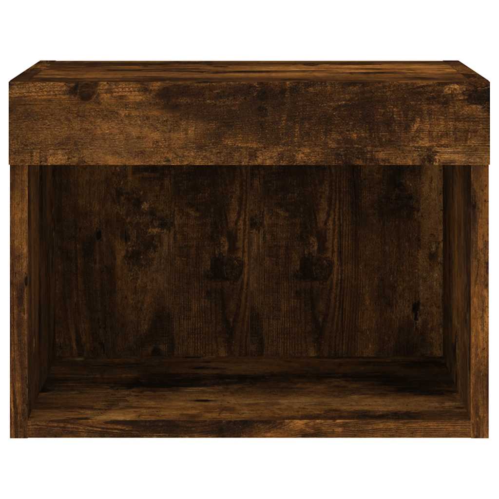 Mesa de cabeceira de parede com luzes LED carvalho fumado
