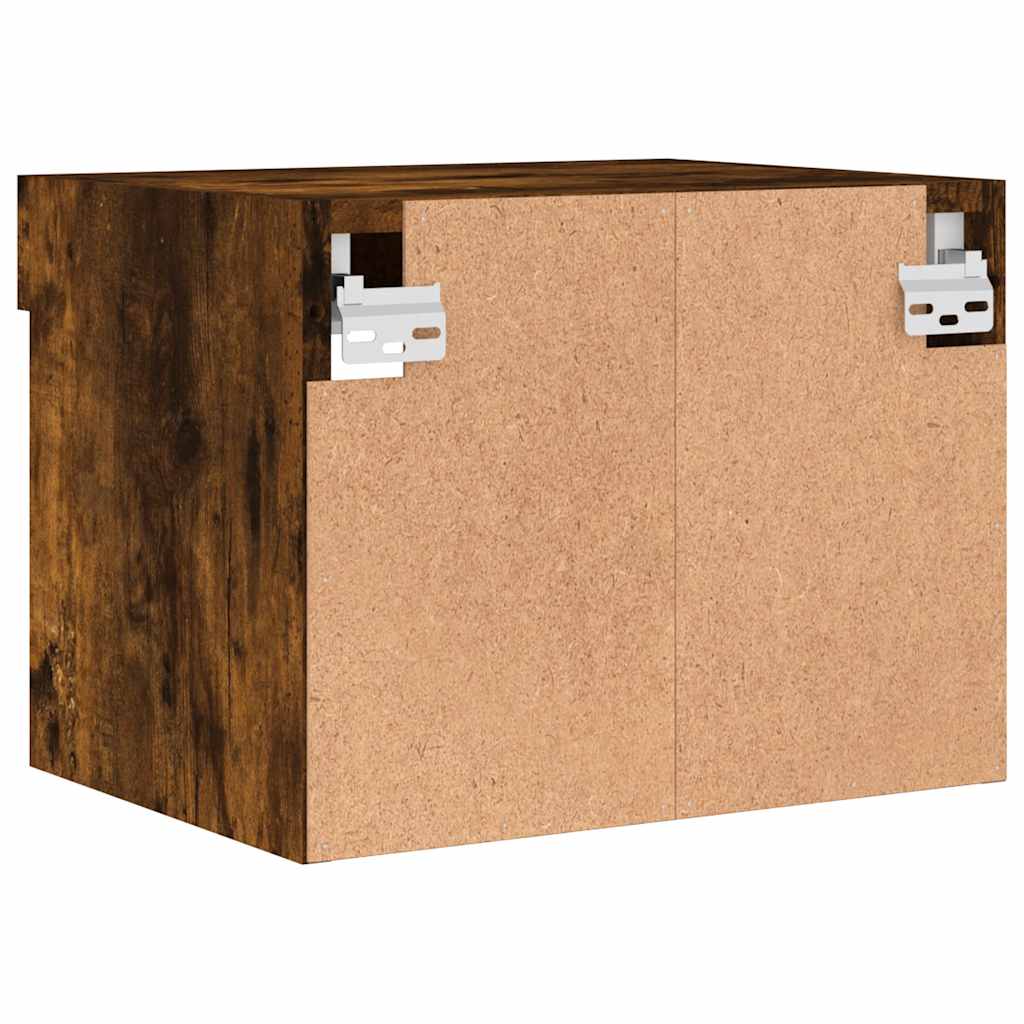 Mesa de cabeceira de parede com luzes LED carvalho fumado