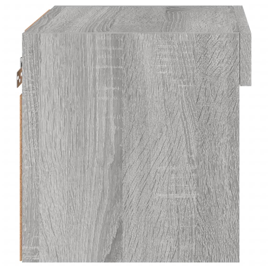 Mesa de cabeceira de parede com luzes LED cinzento sonoma