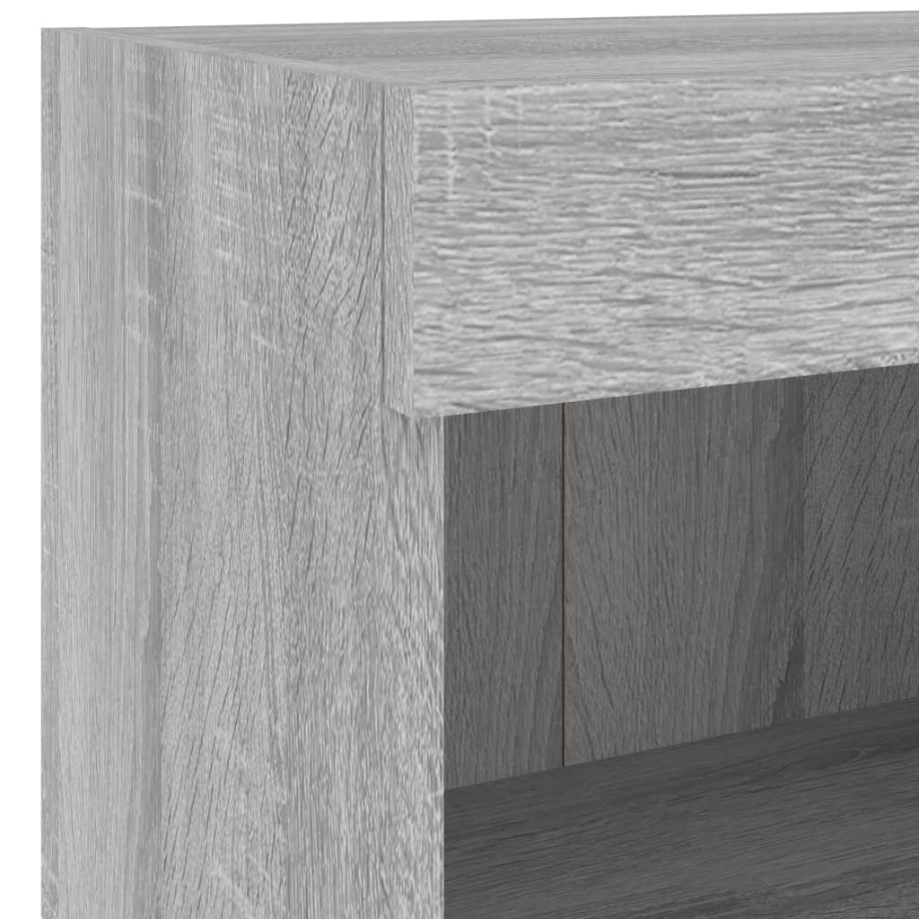 Mesa de cabeceira de parede com luzes LED cinzento sonoma