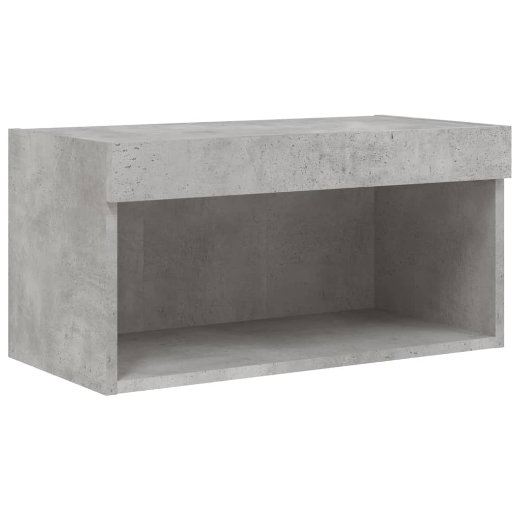 Móvel de TV com luzes LED 60x30x30 cm cinzento cimento