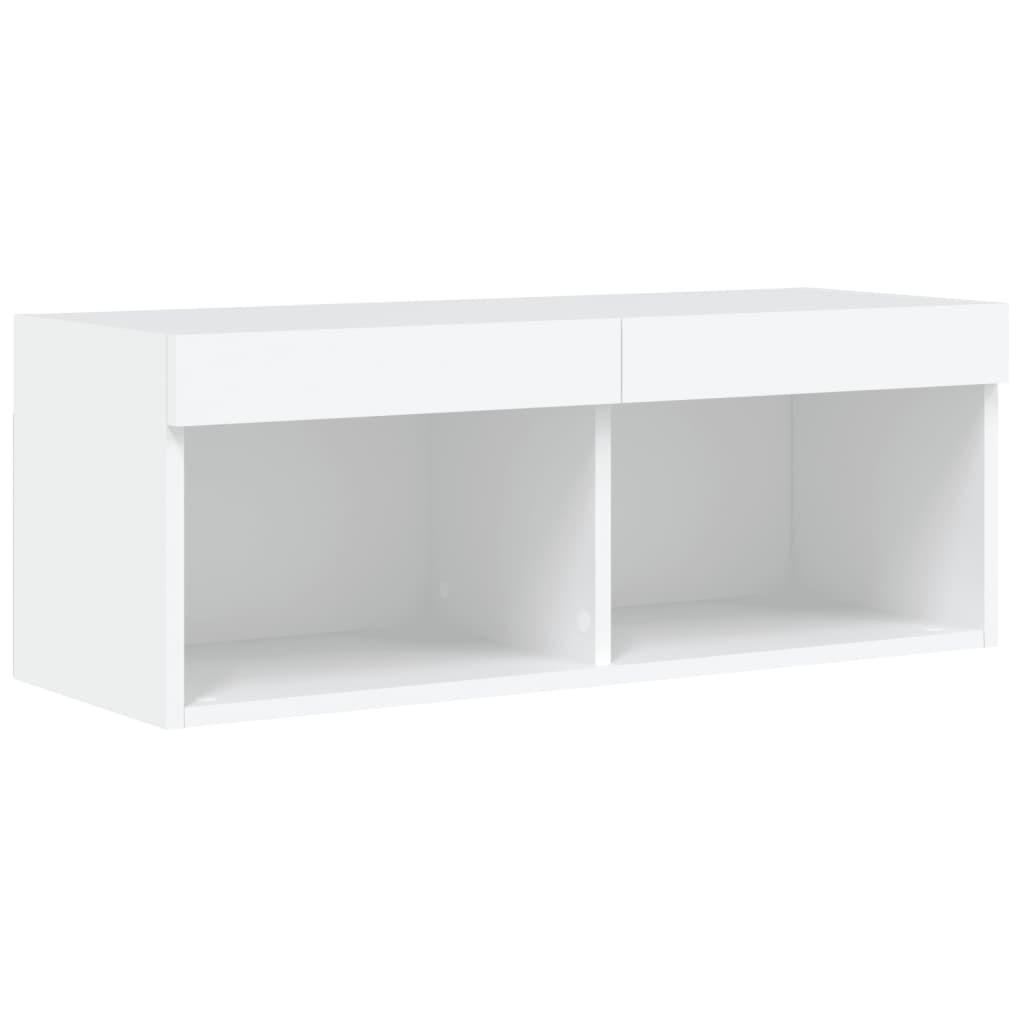 Móvel de TV com luzes LED 80x30x30 cm branco