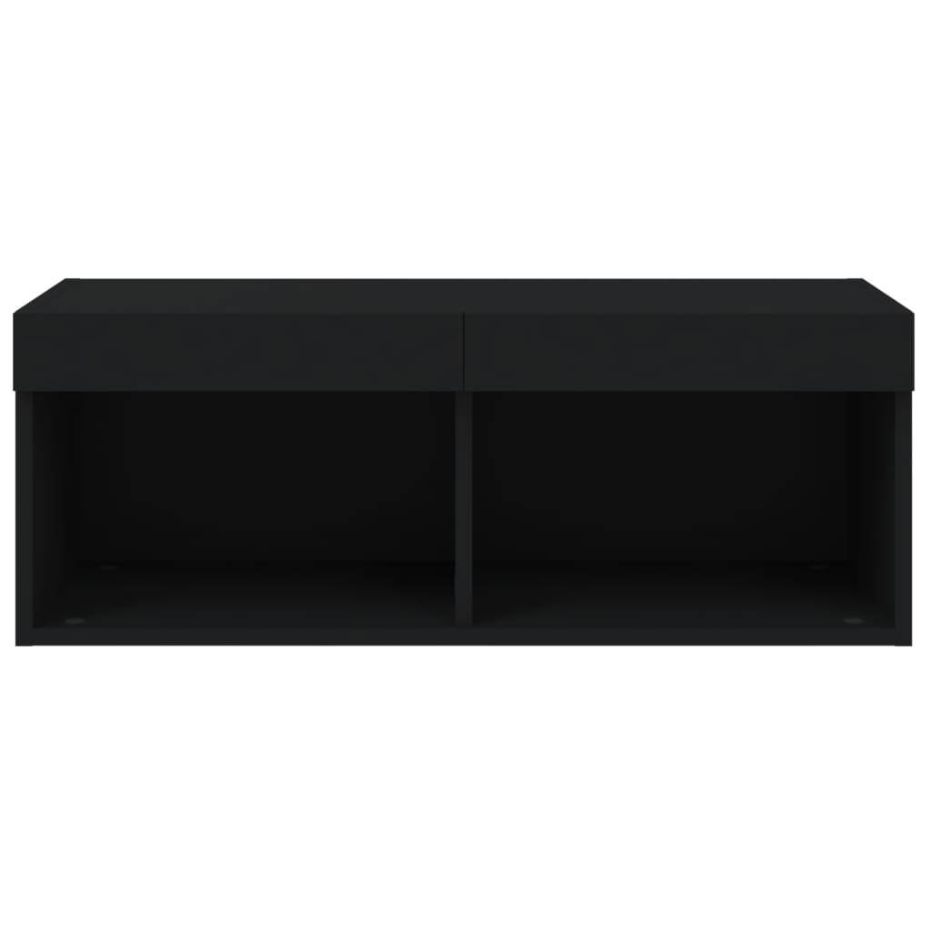 Móvel de TV com luzes LED 80x30x30 cm preto