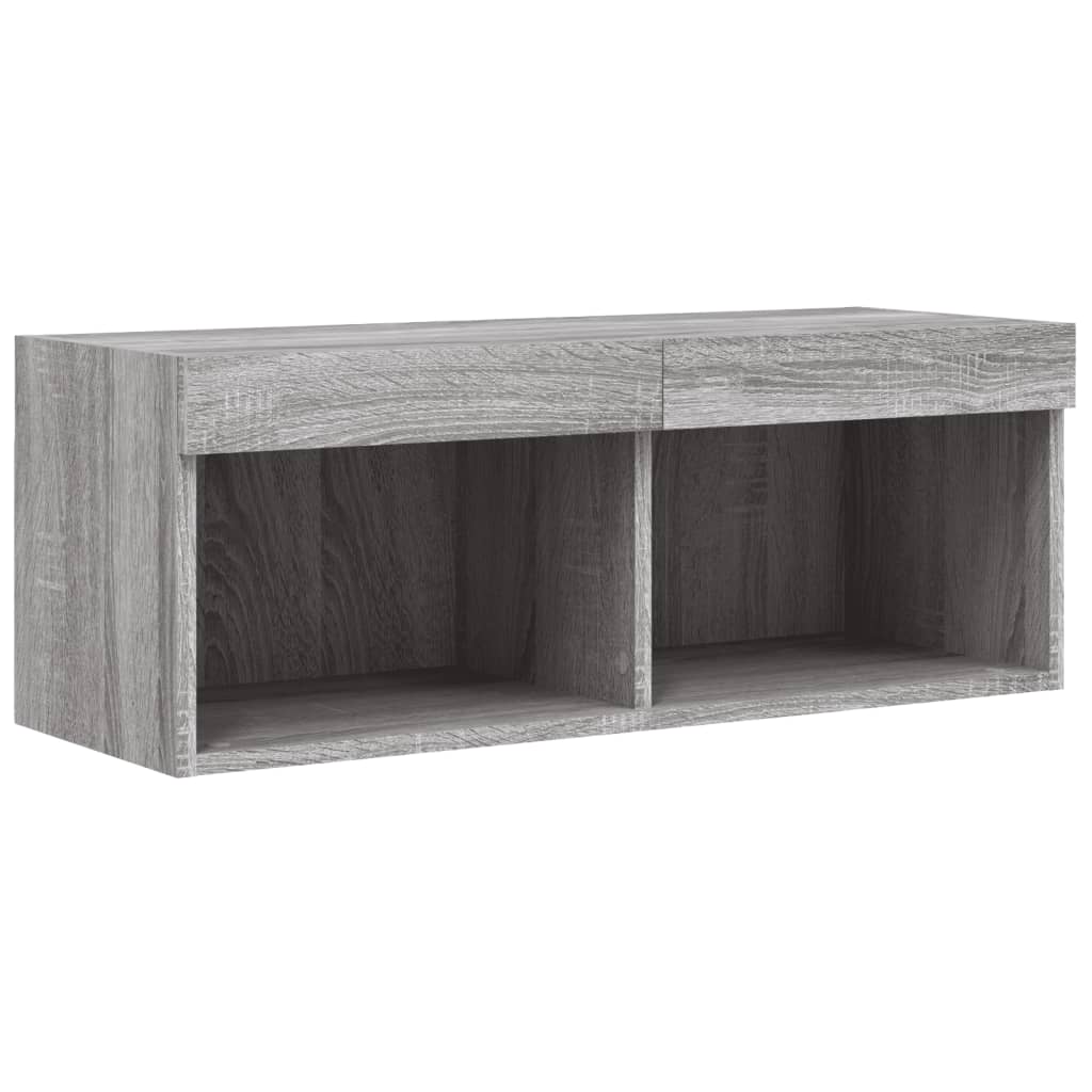 Móvel de TV com luzes LED 80x30x30 cm cinzento sonoma