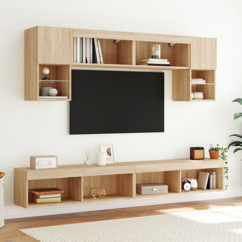 Móvel de TV com luzes LED 100x30x30 cm carvalho sonoma