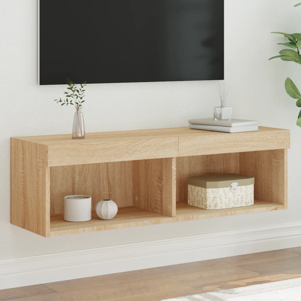 Móvel de TV com luzes LED 100x30x30 cm carvalho sonoma