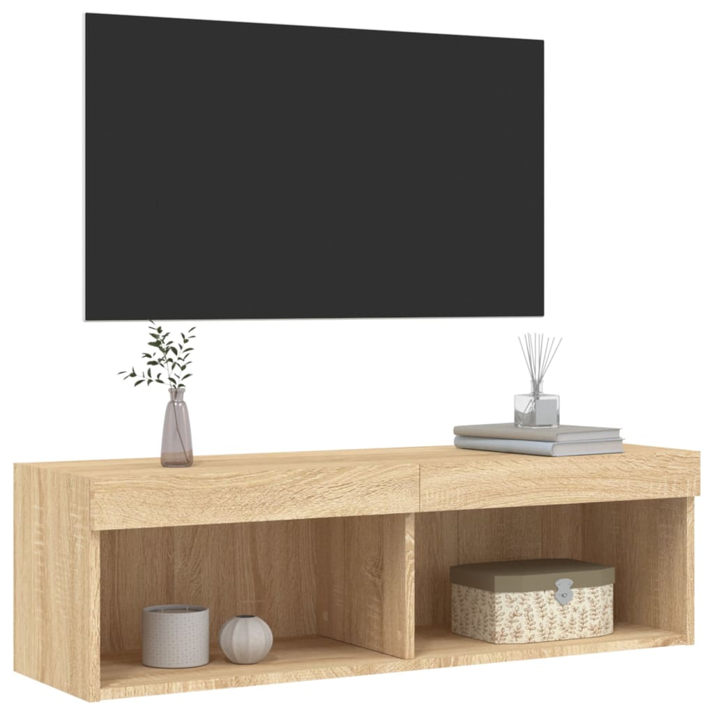 Móvel de TV com luzes LED 100x30x30 cm carvalho sonoma