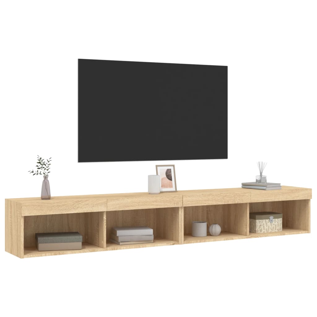 Móveis de TV com luzes LED 2 pcs 100x30x30 cm carvalho sonoma