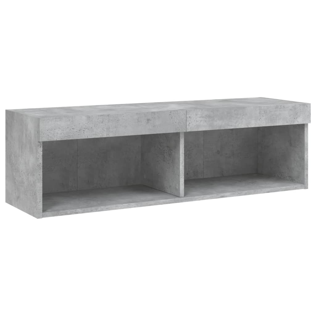 Móvel de TV com luzes LED 100x30x30 cm cinzento cimento