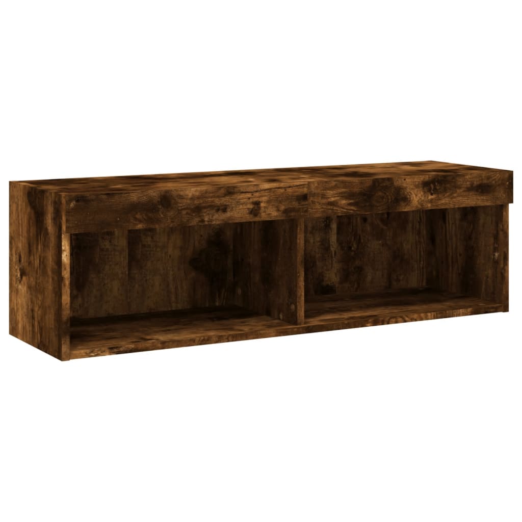 Móvel de TV com luzes LED 100x30x30 cm carvalho fumado