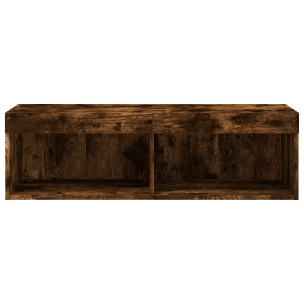 Móvel de TV com luzes LED 100x30x30 cm carvalho fumado