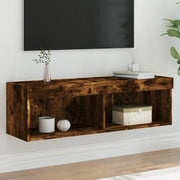 Móvel de TV com luzes LED 100x30x30 cm carvalho fumado