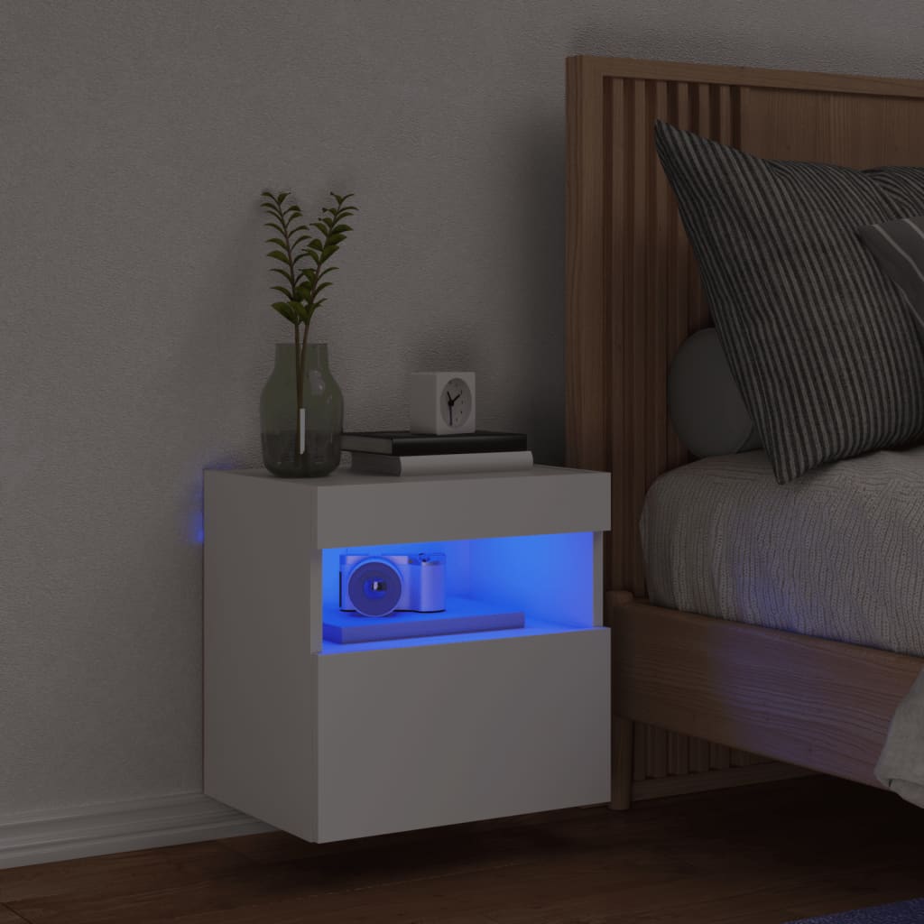 Móvel de parede para TV com luzes LED 40x30x40 cm branco