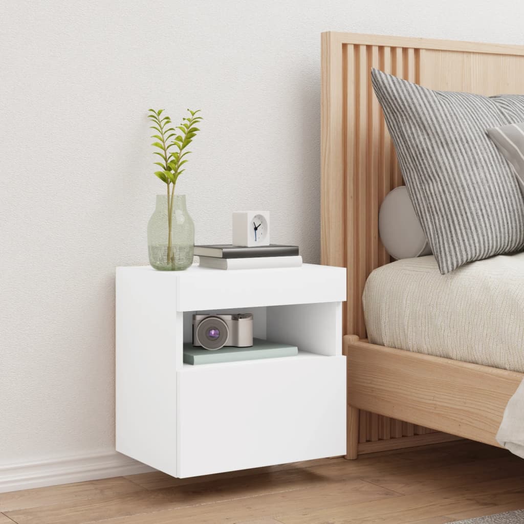 Móvel de parede para TV com luzes LED 40x30x40 cm branco