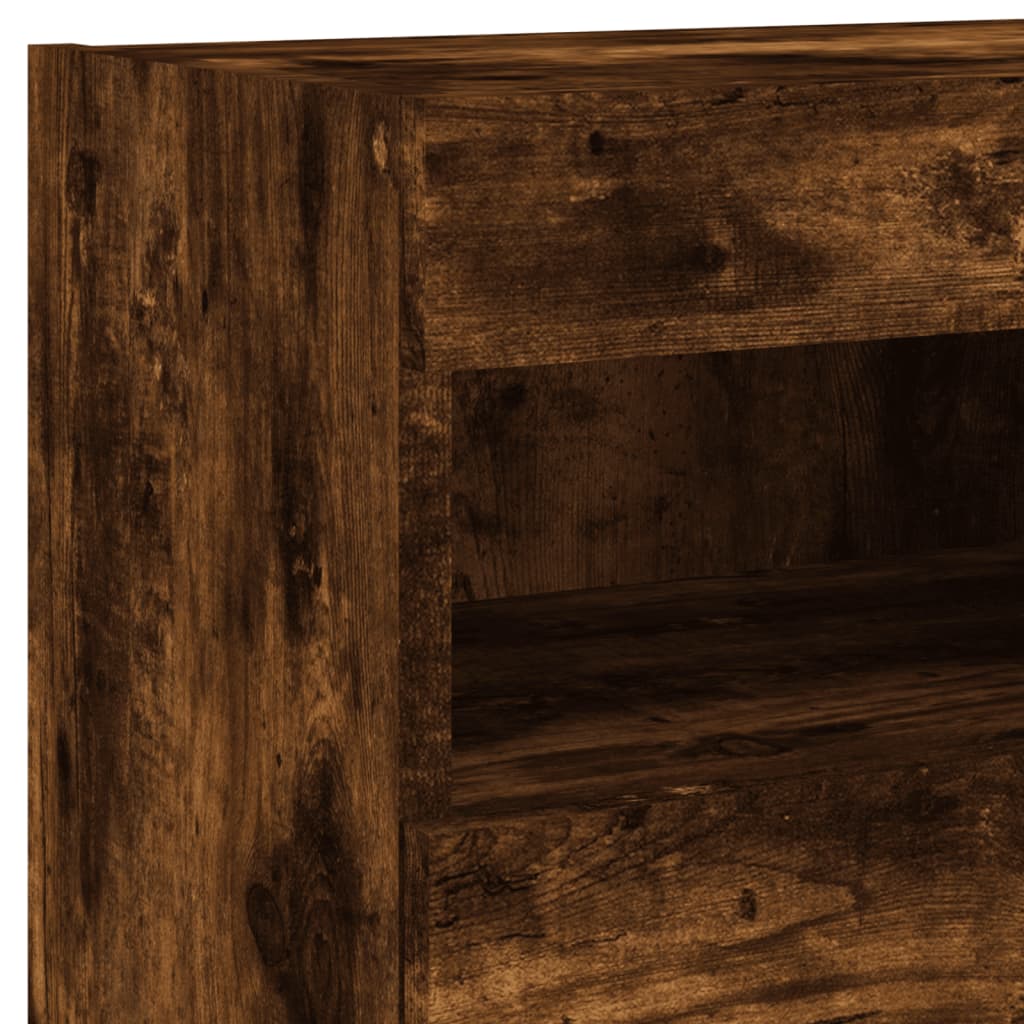 Móvel de parede p/ TV c/ luzes LED 40x30x40 cm carvalho fumado