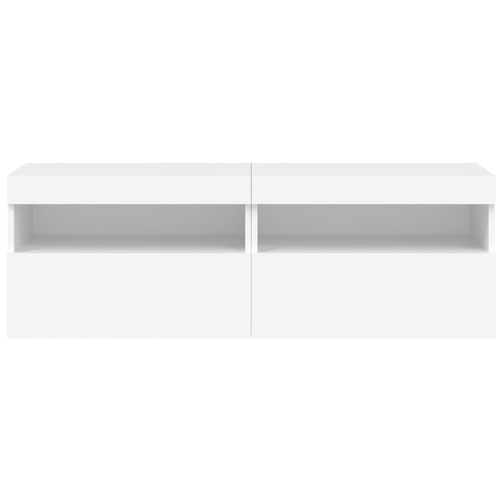 Móveis de parede p/ TV com luzes LED 2 pcs 60x30x40 cm branco