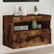 Móvel de parede p/ TV c/ luzes LED 60x30x40 cm carvalho fumado