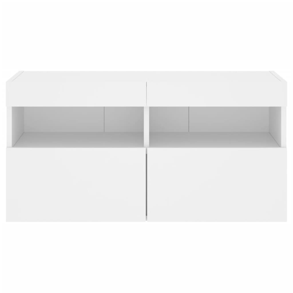 Móvel de parede para TV com luzes LED 80x30x40 cm branco