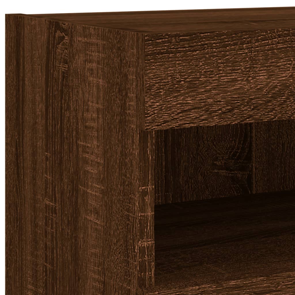 Móvel parede p/ TV c/ luzes LED 80x30x40 cm carvalho castanho