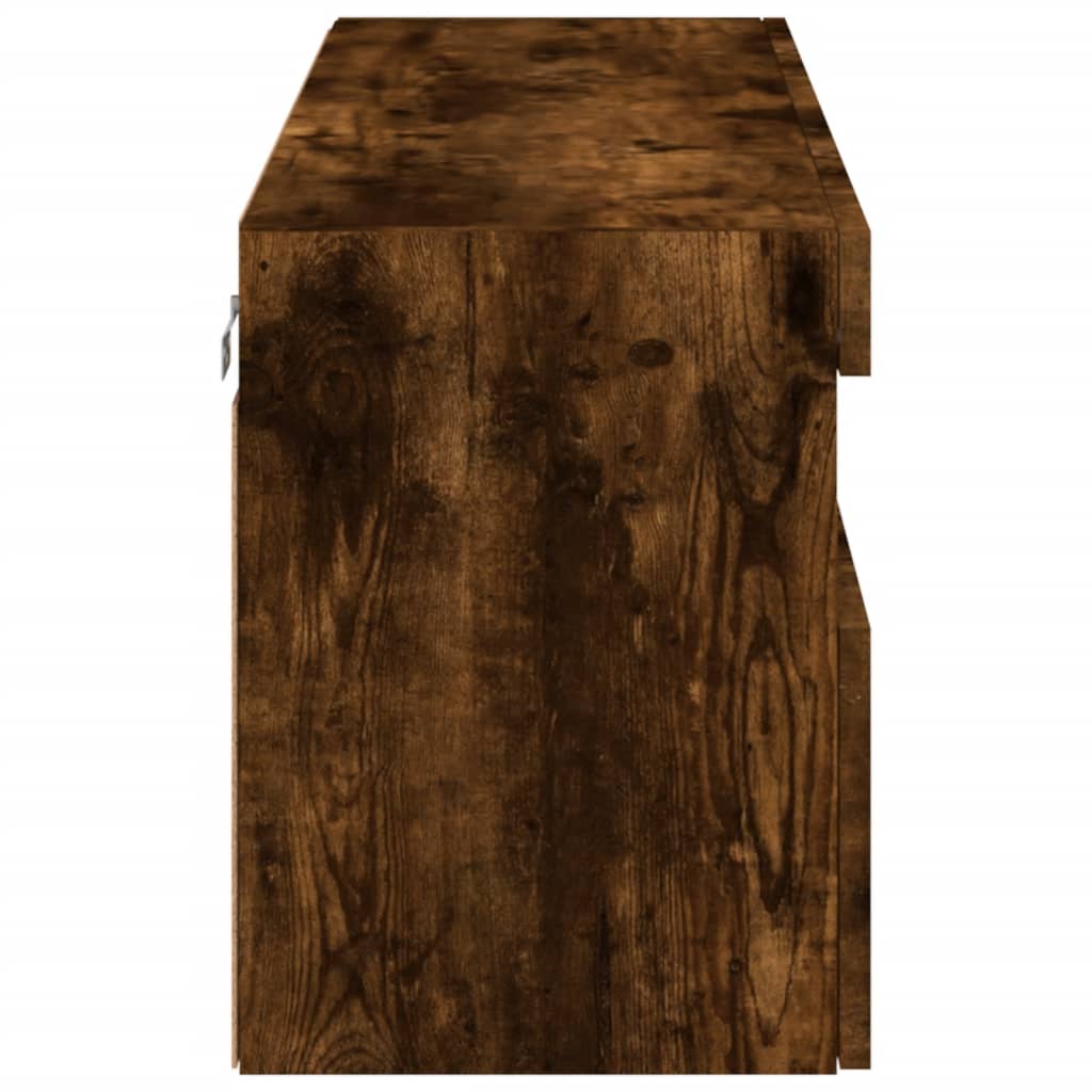 Móvel de parede p/ TV c/ luzes LED 100x30x40 cm carvalho fumado