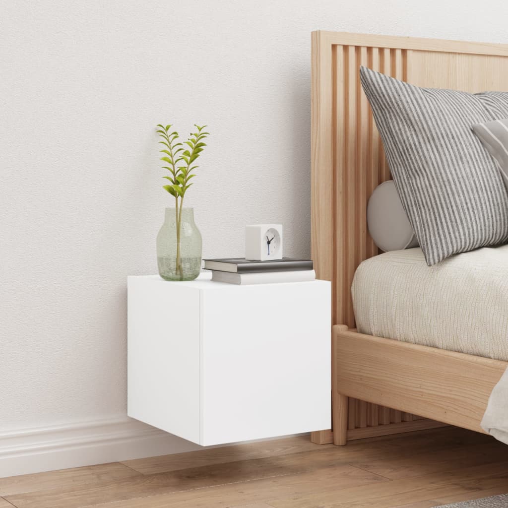 Móvel de parede para TV com luzes LED 30,5x35x30 cm branco