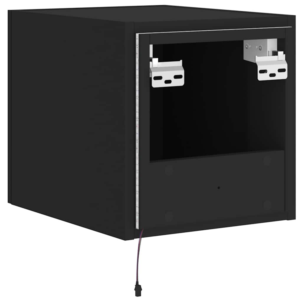 Móveis de parede p/ TV com luzes LED 2 pcs 30,5x35x30 cm preto