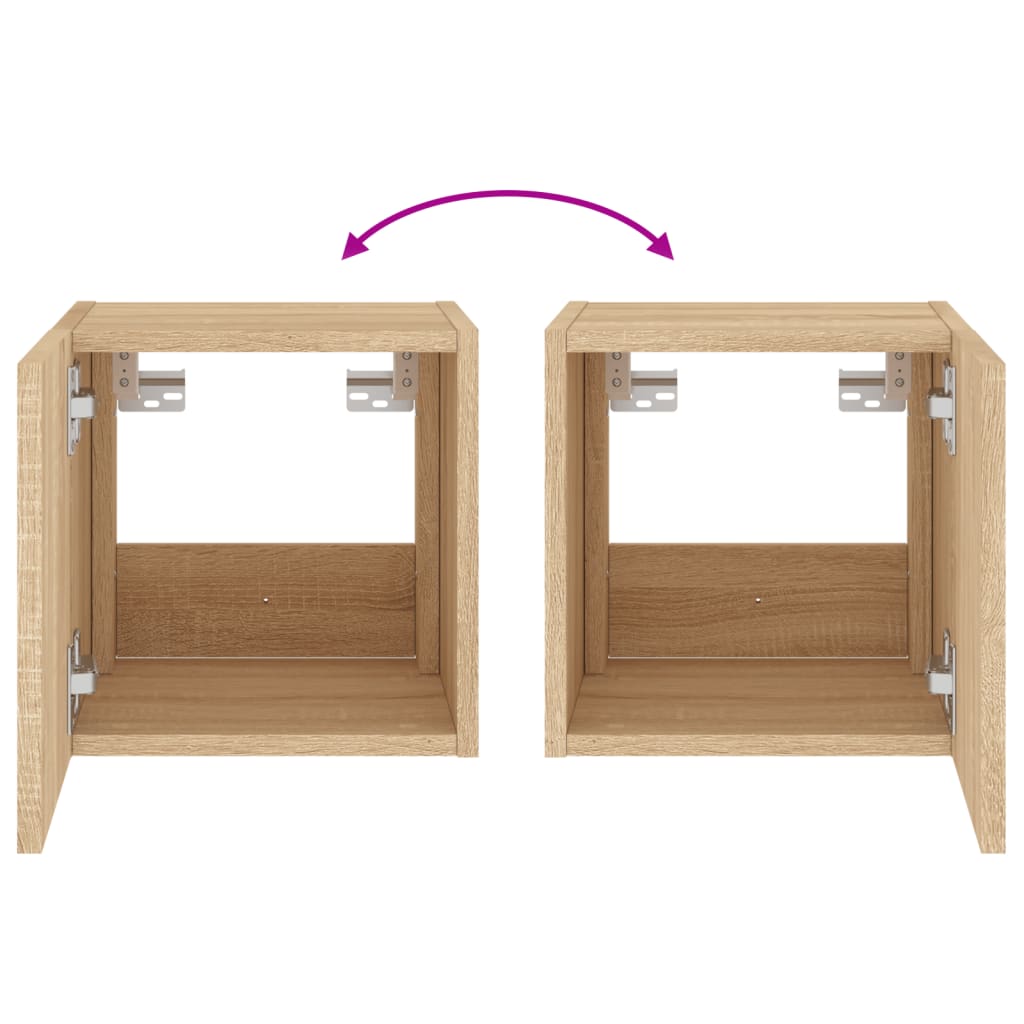 Móvel de parede p/ TV c/ luzes LED 30,5x35x30cm carvalho sonoma