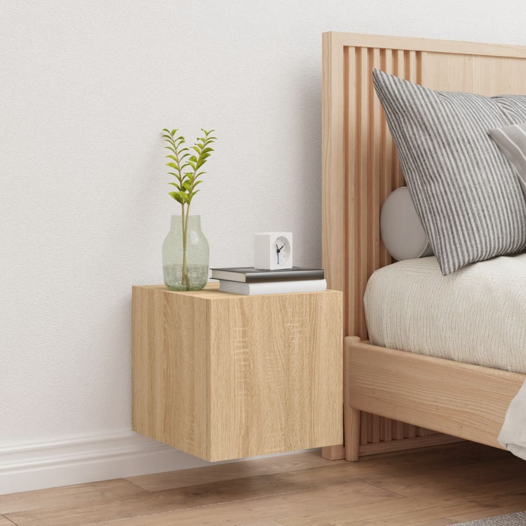 Móvel de parede p/ TV c/ luzes LED 30,5x35x30cm carvalho sonoma