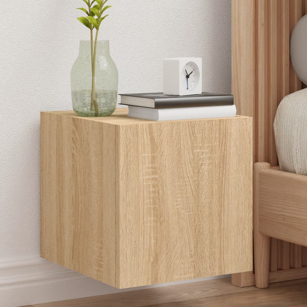 Móvel de parede p/ TV c/ luzes LED 30,5x35x30cm carvalho sonoma