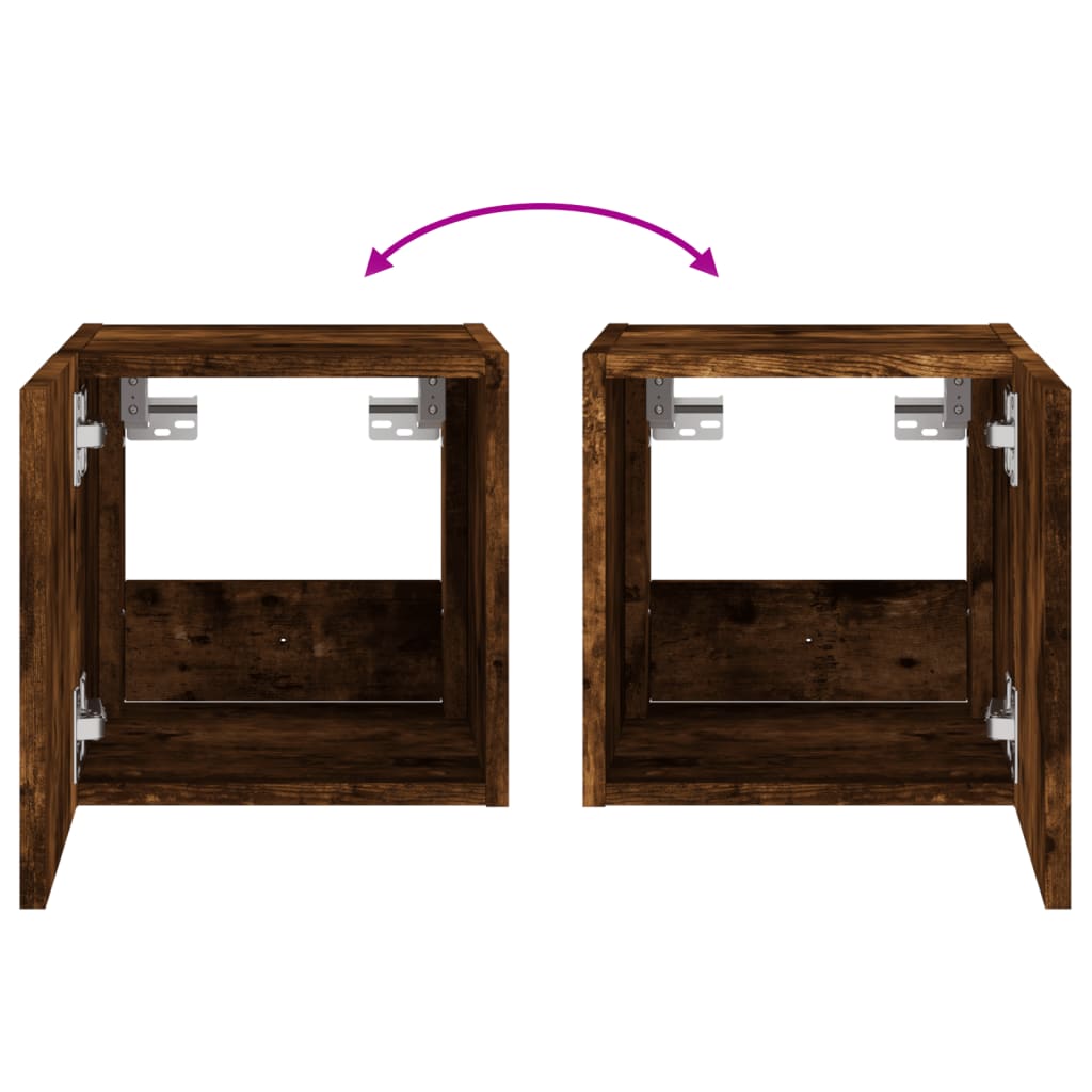 Móvel de parede p/ TV c/ luzes LED 30,5x35x30cm carvalho fumado