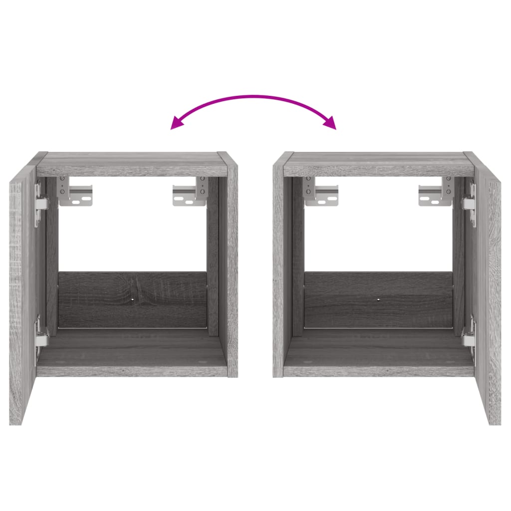 Móvel de parede p/ TV c/ luzes LED 30,5x35x30cm cinzento sonoma