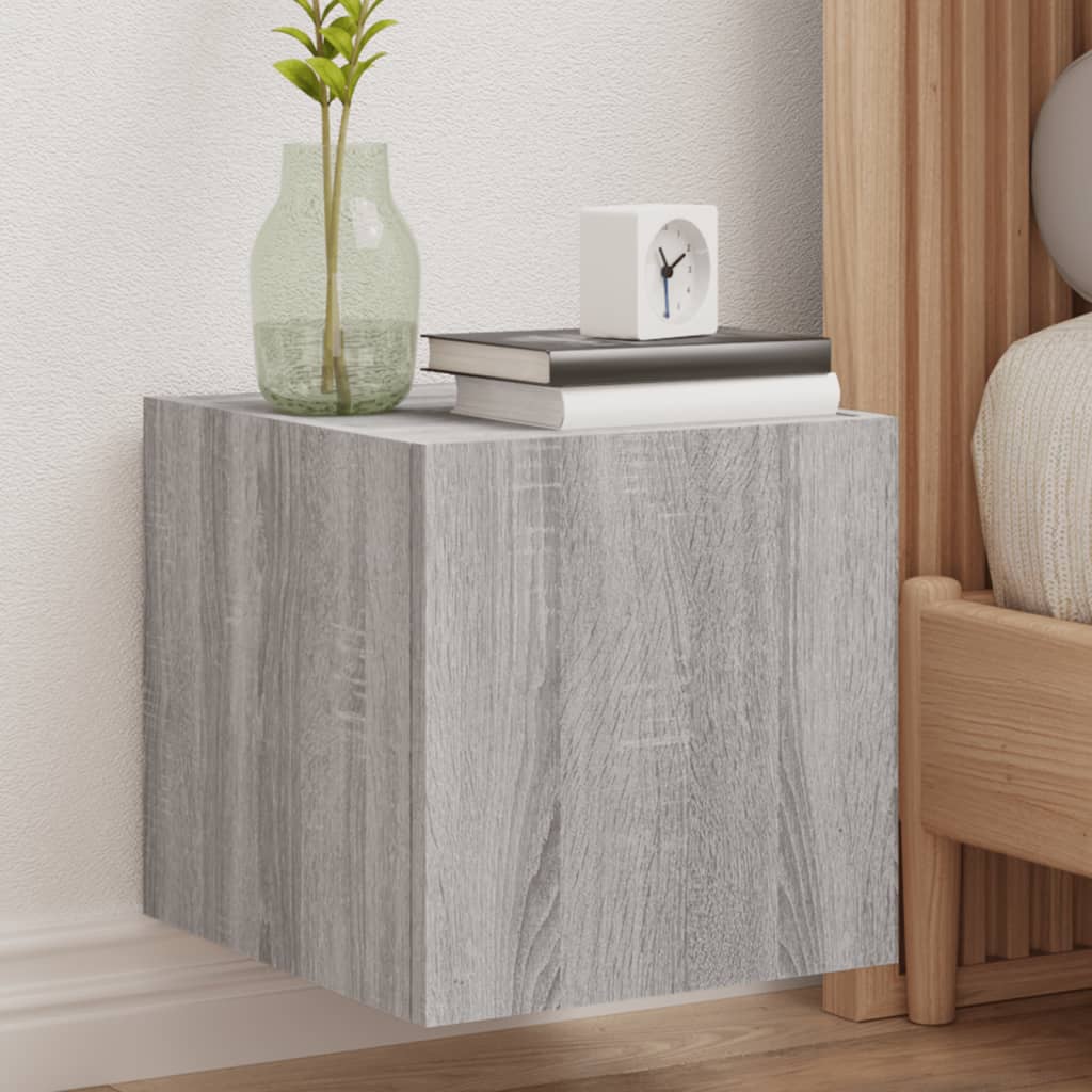 Móvel de parede p/ TV c/ luzes LED 30,5x35x30cm cinzento sonoma