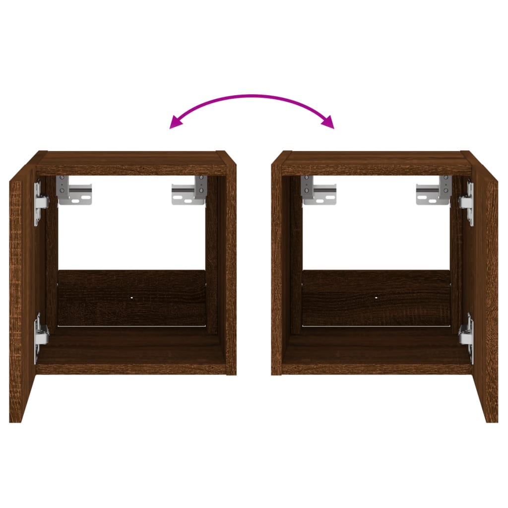 Móvel de parede p/ TV c/ luzes LED 30,5x35x30 carvalho castanho