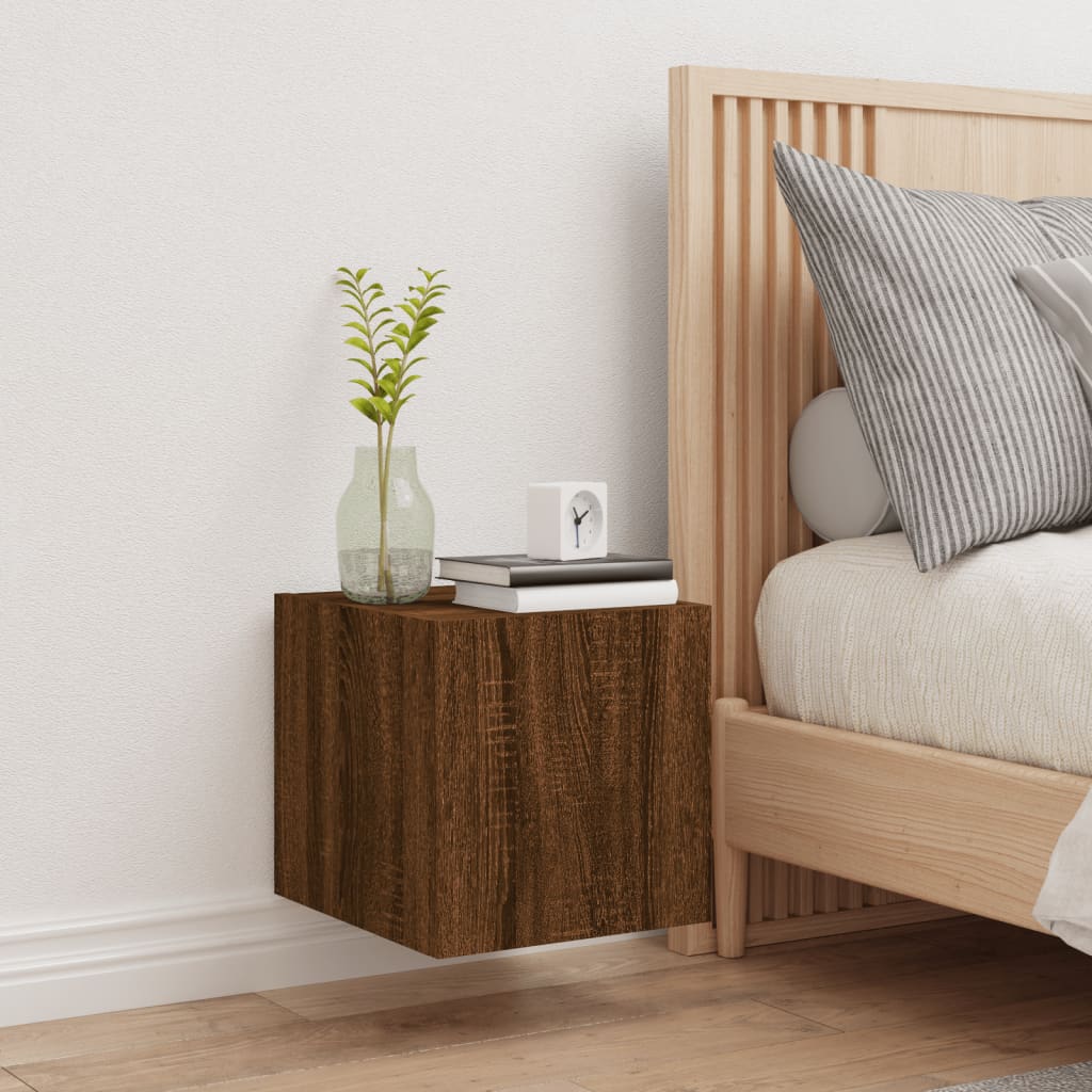 Móvel de parede p/ TV c/ luzes LED 30,5x35x30 carvalho castanho