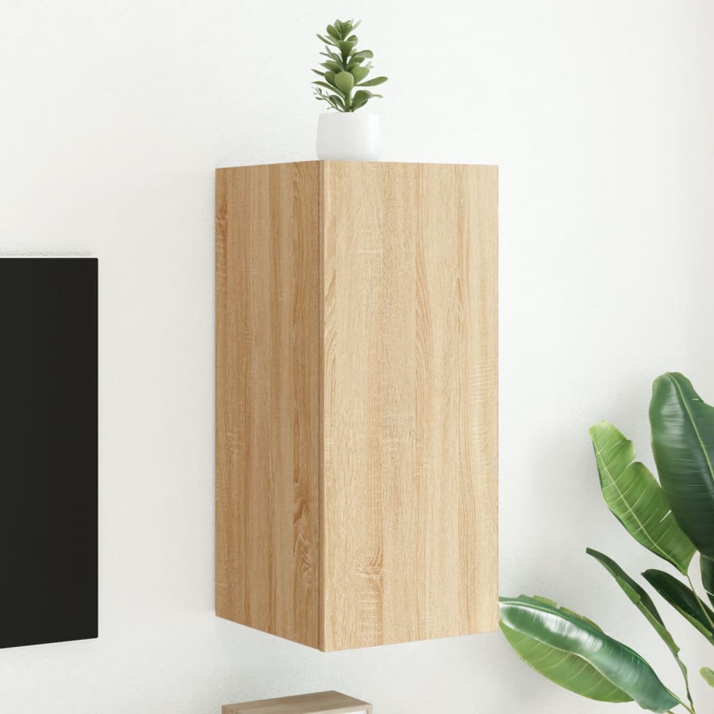 Móvel de parede p/ TV c/ luzes LED 30,5x35x70cm carvalho sonoma