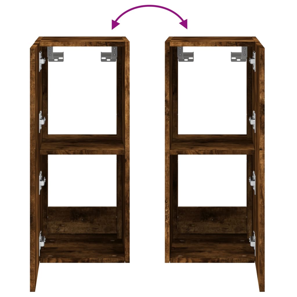 Móvel de parede p/ TV c/ luzes LED 30,5x35x70cm carvalho fumado