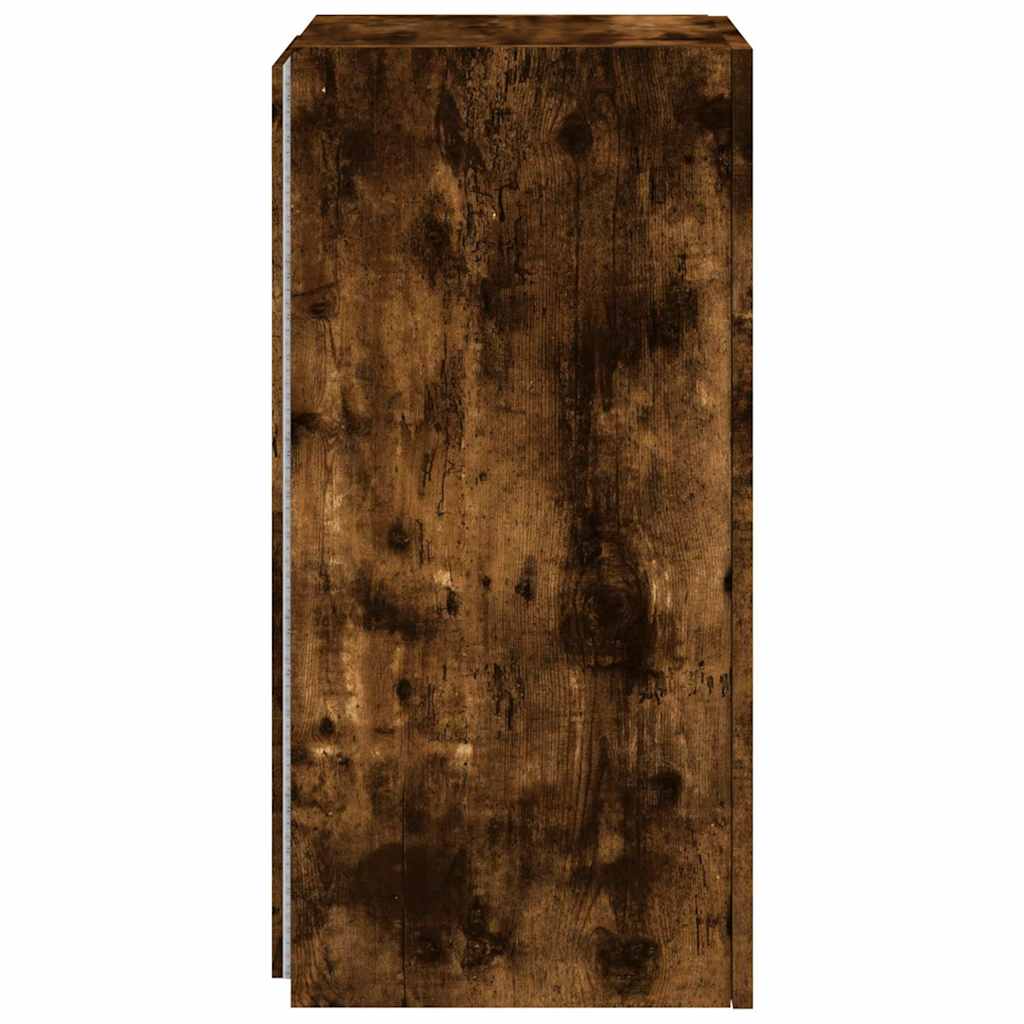 Móvel de parede p/ TV c/ luzes LED 30,5x35x70cm carvalho fumado