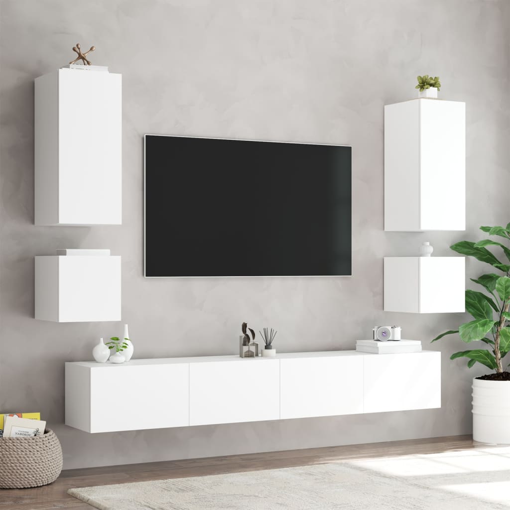 Móvel de parede para TV com luzes LED 40,5x35x40 cm branco
