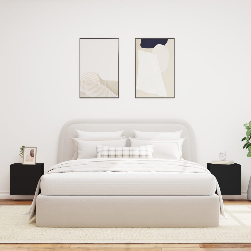 Móveis de parede p/ TV com luzes LED 2 pcs 40,5x35x40 cm preto