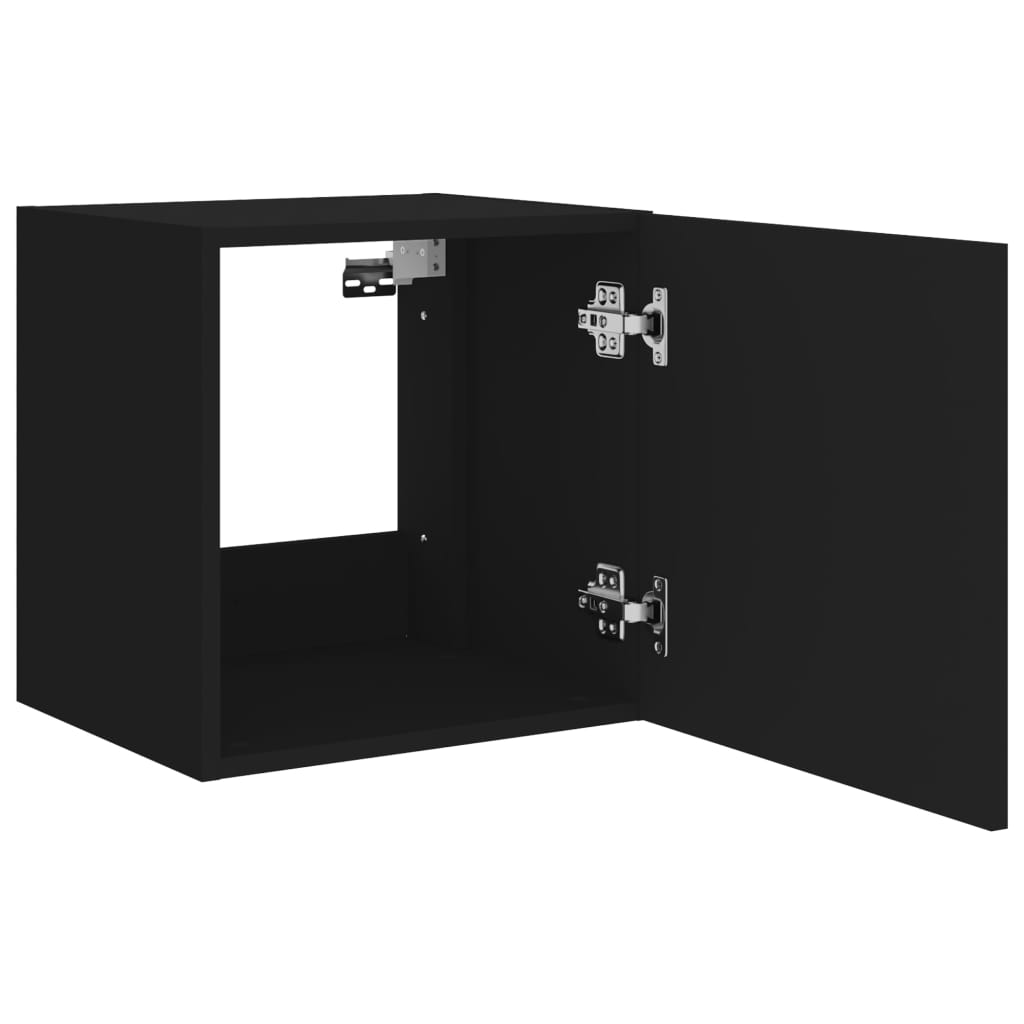 Móveis de parede p/ TV com luzes LED 2 pcs 40,5x35x40 cm preto