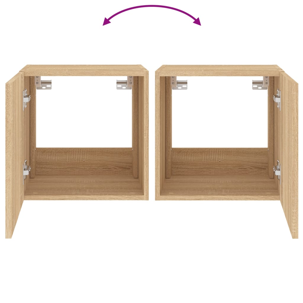 Móveis de parede para TV com luzes LED 2 pcs carvalho sonoma