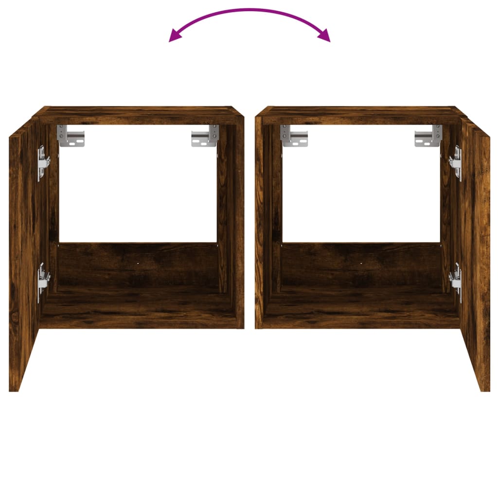 Móvel de parede p/ TV c/ luzes LED 40,5x35x40cm carvalho fumado